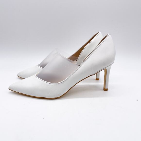 Stuart Weiztman White Leather Feminine Cutout Wedding Dress High Heels Size 7.5 - Picture 7 of 12